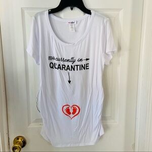 NWOT currently in quarantine white maternity stretch short sleeve shirt top S